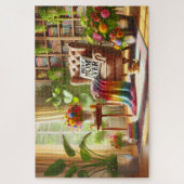 Moederdag cadeau: Moeders knusse leeshoek met kat Legpuzzel (Verticaal)