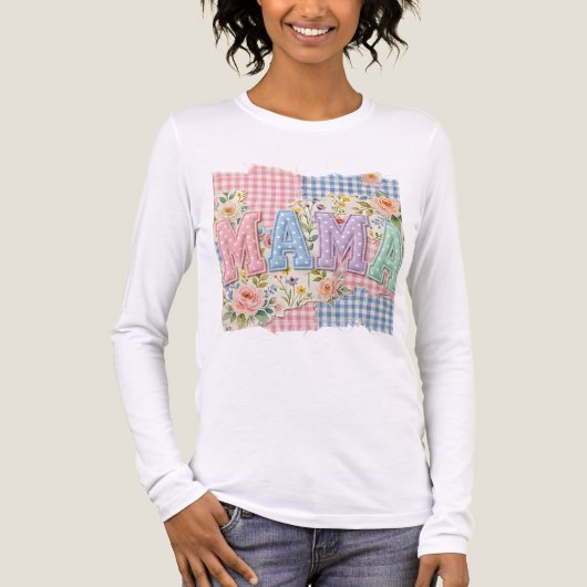 Moederdag cadeau. Patchwork Tri-Blend Shirt (Voorkant volledig)