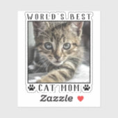 Moederdag cadeau poes Moeder van het Jaar Foto Pla Sticker (Vel)