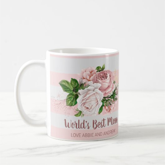 Moederdag cadeau Roze Bloemen Koffiemok (Links)