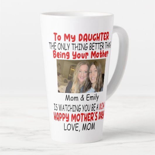 Moederdag cadeau voor dochtertje van mama Grappig Latte Mok (Rechterhoek)