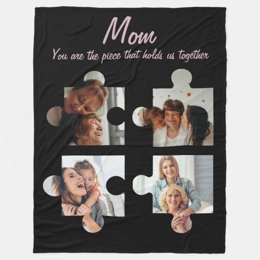 Moederdag Cadeau voor Moeder - 4 Foto Fleece Deken (Voorkant)
