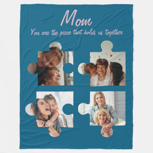Moederdag Cadeau voor Moeder - 4 Foto Fleece Deken (Voorkant)