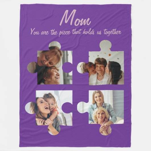 Moederdag Cadeau voor Moeder - 4 Foto Fleece Deken (Voorkant)
