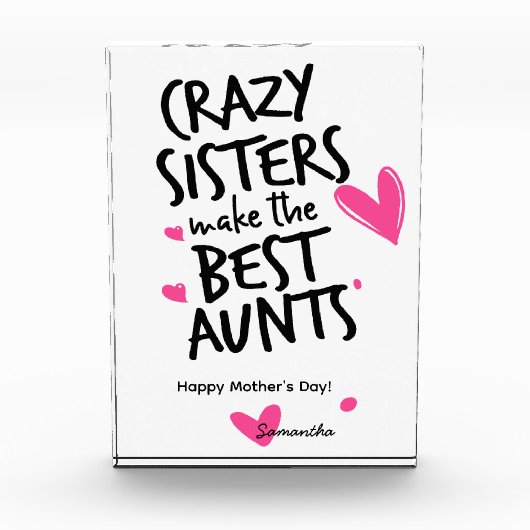Moederdag cadeau voor tante roze harten foto Lijst (Voorkant)