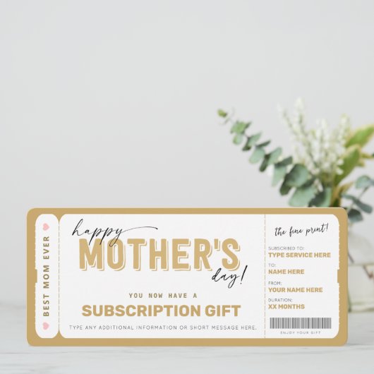 Moederdag Cadeaubon Cadeaudoos Voucher Kaart (Staand voorkant)