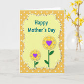 Moederdag-cadeaubon met polka dots kaart (Gele Bloem)