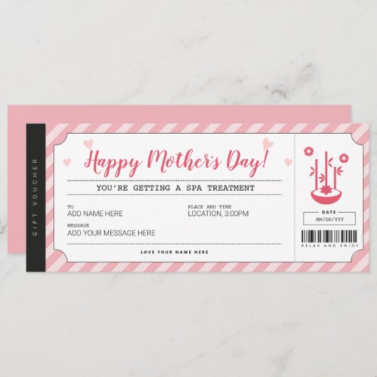 Moederdag Cadeauboncertificaat Kaart (Voorkant / Achterkant)