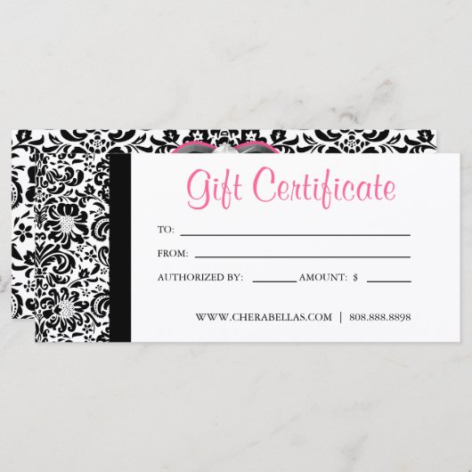 Moederdag Cadeaubonnen Salon Pink Damask (Voorkant / Achterkant)