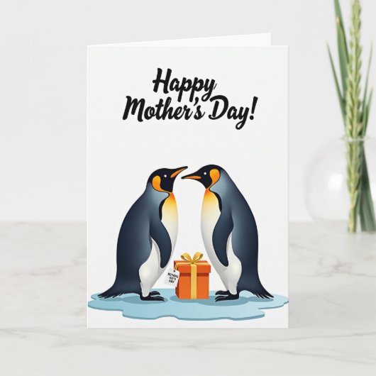 Moederdag cadeaukaart pinguïn kaart (Voorkant)