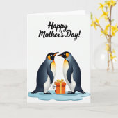 Moederdag cadeaukaart pinguïn kaart (Gele Bloem)