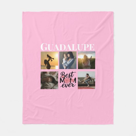Moederdag Cadeaus Foto Collage Monogram Fleece Deken (Voorkant)