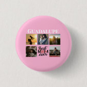 Moederdag Cadeaus Foto Collage Trendy Roze Ronde Button 3,2 Cm (Voorkant)