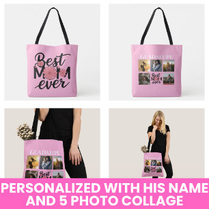 Moederdag Cadeaus Foto Collage Trendy Roze Schrift Crossbody Tas