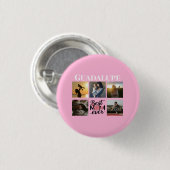 Moederdag Cadeaus Fotocollage Trendy Roze Ronde Button 3,2 Cm (Voorkant /achterkant)