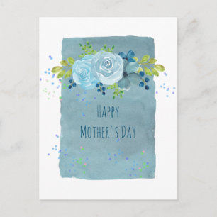 Moederdag Cadeaus Modern Stof Blauw Bloemen Aangep Briefkaart