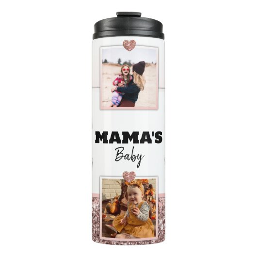 Moederdag Cadeaus voor mam Foto Roos Gold aangepas Thermosbeker (Voorkant)