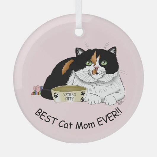 Moederdag Calico Cat Glas Ornament (Voorkant)