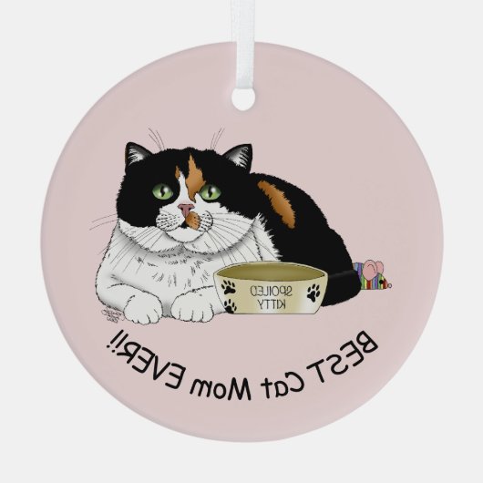 Moederdag Calico Cat Glas Ornament (Achterkant)