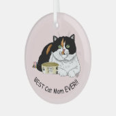 Moederdag Calico Cat Glas Ornament (Voorkant links)