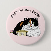 Moederdag Calico Cat Ronde Button 7,6 Cm (Voorkant)