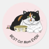 Moederdag Calico Cat Ronde Sticker (Voorkant)