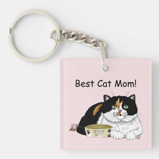 Moederdag Calico Cat Sleutelhanger (Voorkant)