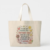 Moederdag-Canvas tas: "Geen handleiding, alleen ma Grote Tote Bag (Achterkant)