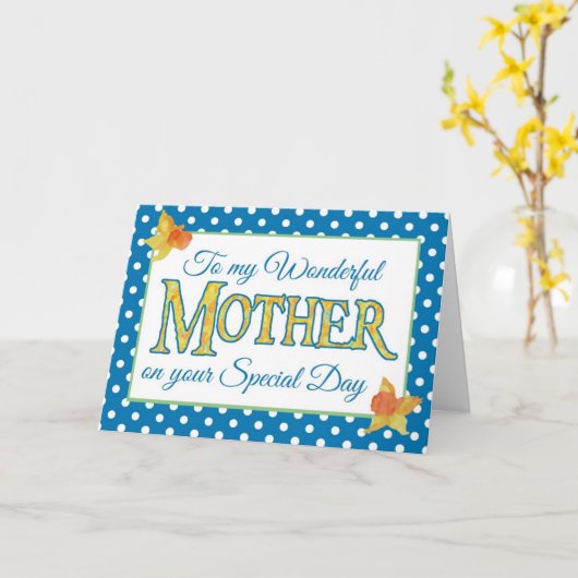 Moederdag Card, Daffodils en Polka Dots Kaart (Gele Bloem)