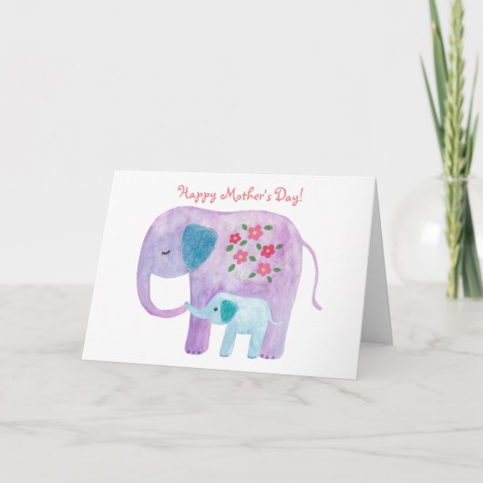 Moederdag Card Elephant Ma Baby Wenskaart Kaart (Voorkant)