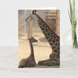 Moederdag Card, Giraffe bovenliggende & onderligge Bedankkaart
