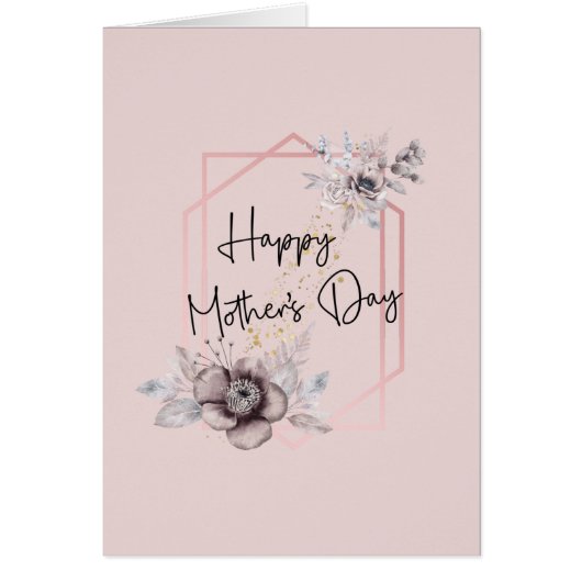 Moederdag Card Personaliseert roze grijze Floral (Voorkant)