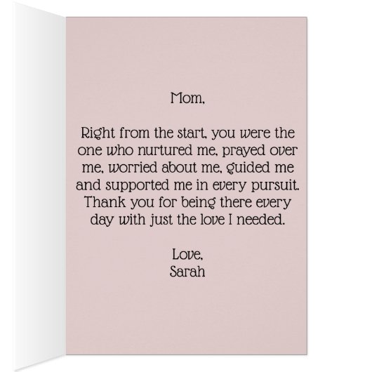 Moederdag Card Pink Floral met bericht binnenin (Binnen (Rechts))