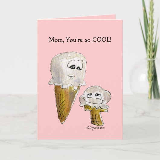 Moederdag Cartoon Ice Cream Cones Wenskaart Kaart (Voorkant)