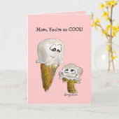 Moederdag Cartoon Ice Cream Cones Wenskaart Kaart (Gele Bloem)