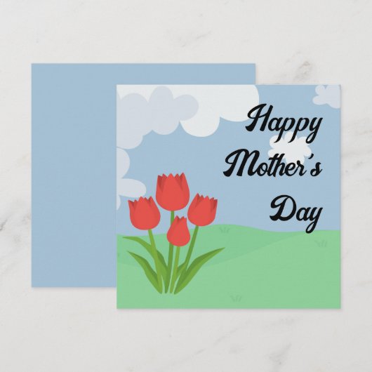 Moederdag cartoon tulp kleurig bedankkaart (Voorkant / Achterkant)