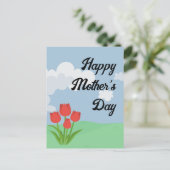 Moederdag cartoon tulp kleurig briefkaart (Staand voorkant)