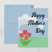 Moederdag cartoon tulp kleurig briefkaart (Voorkant / Achterkant)