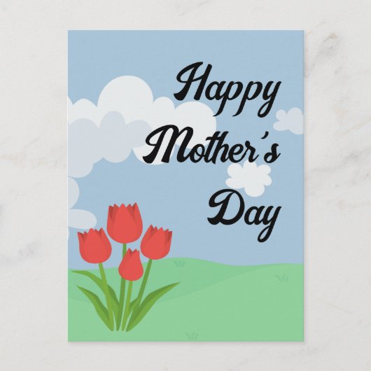 Moederdag cartoon tulp kleurig briefkaart (Voorkant)