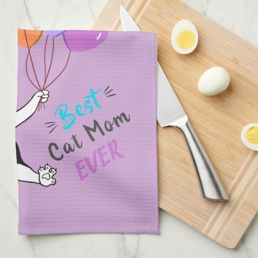 Moederdag Cat Best Cat Mam Ever Theedoek (Quarter Fold)