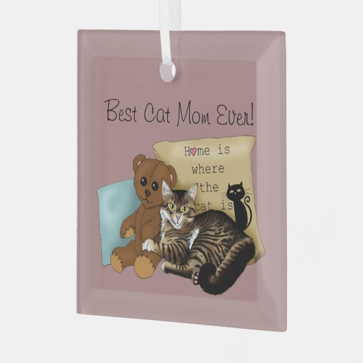 Moederdag Cat Glas Ornament (Voorkant links)