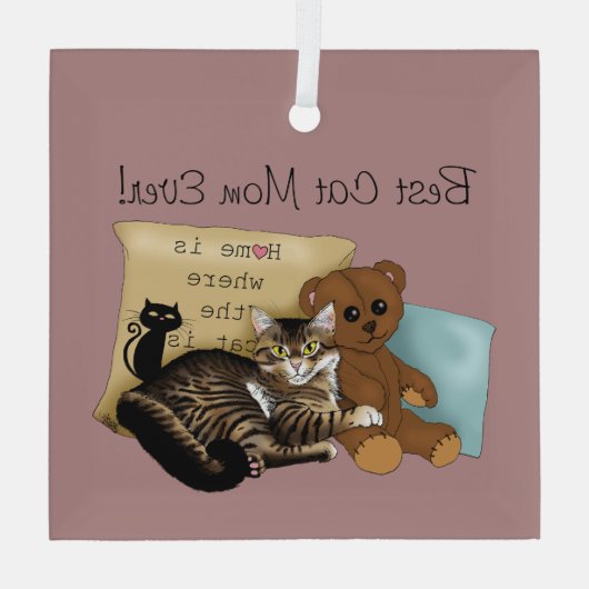 Moederdag Cat Glas Ornament (Achterkant)