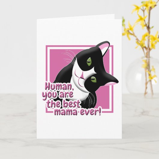 Moederdag Cat Kaart (Gele Bloem)