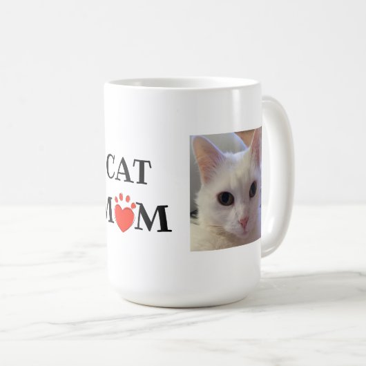 Moederdag Cat mam Quote Persoonlijke foto Koffiemok (Voorkant rechts)