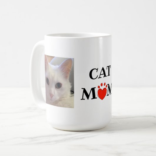 Moederdag Cat mam Quote Persoonlijke foto Koffiemok (Voorkant links)