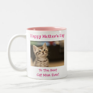 Moederdag Cat mam World's Best Ever Pet Photo Tweekleurige Koffiemok