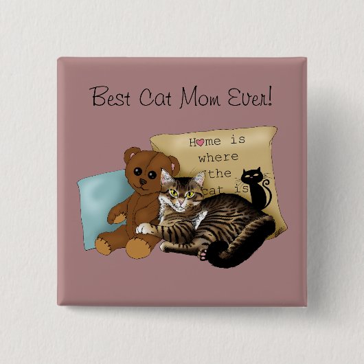 Moederdag Cat Vierkante Button 5,1 Cm (Voorkant)