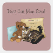Moederdag Cat Vierkante Sticker (Voorkant)
