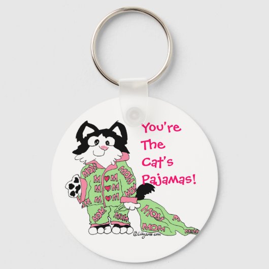 Moederdag Cat's Pajamas Cute Cat Sleutelhanger (Voorkant)