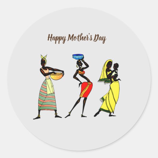 Moederdag Celebration African Moeders's Ronde Sticker (Voorkant)